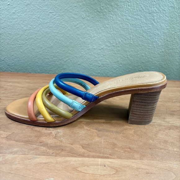 Madewell Addie Mules Sandals Stacked Heel Rainbow Leather Womens Size  10 - Picture 11 of 14